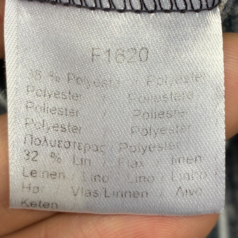 Lacoste Striped Linen Blend V Neck Shirt Women's M (38) Gray White Long Sleeve T - Picture 5 of 9